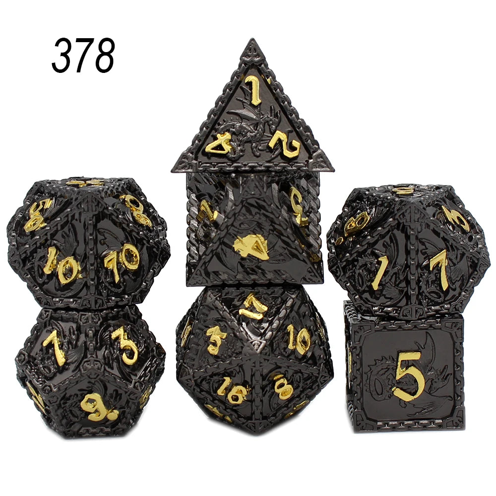 YANSHEGNYI-Metal Dice Dice Set, Dragon, RPG, D & D Board Games, Sex Polyhedral, D Dice, Dadi Dados, 7Pcs 378