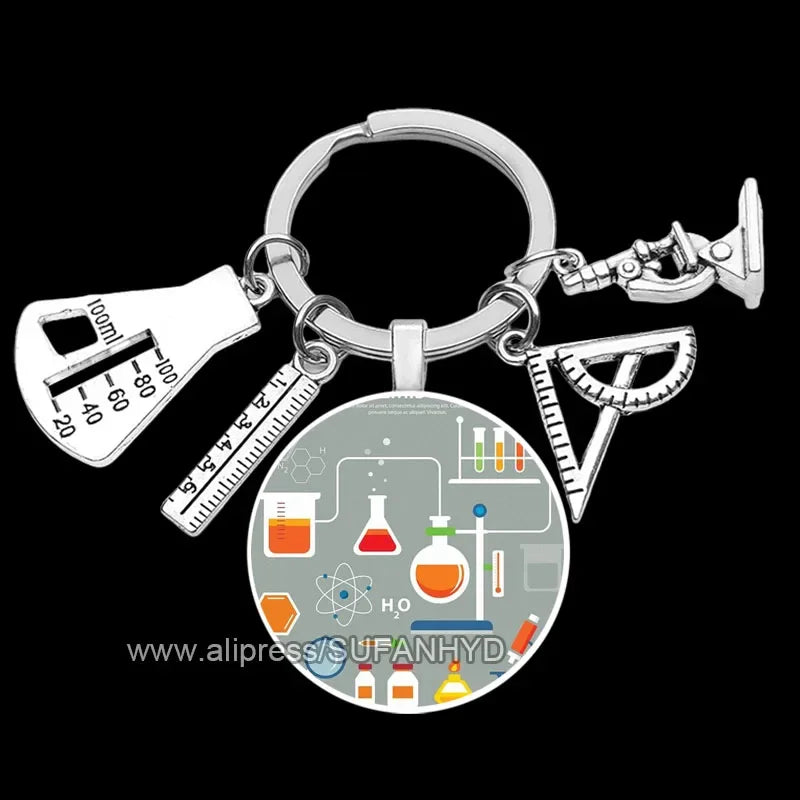 Creative Chemistry Keychain for Key Science Key Rings for Biology Master Teacher's Day Gift for Professor Chemistry c-49-13
