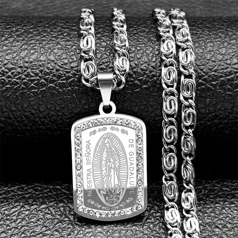 Catholic Our Lady of Guadalupe Necklace for Women Men Stainless Steel Gold/Silver Color Virgin Mary Male Chain Jewelry