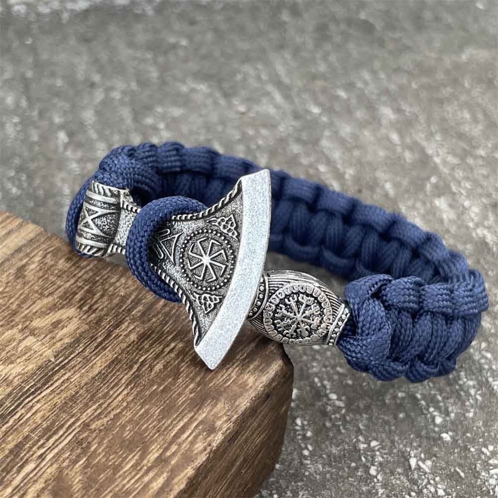 Nostalgia Slavic Kolovrat Symbol Perun Axe Charm Vikings Accessories Mens Womens Paracord Runes Beads Bracelet Bangle Jewelry Compass