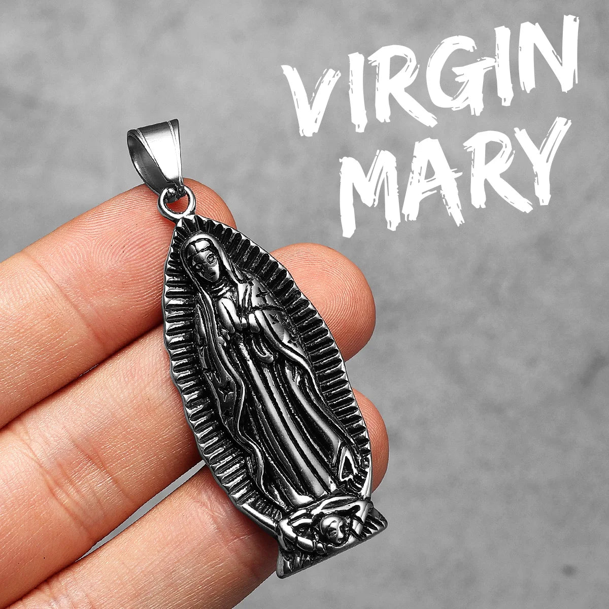 Catholic Guadalupe Powerful Amulet Rose Stainless Steel Men Necklaces Pendant Chain Vintage For Women Jewelry Gifts Wholesale