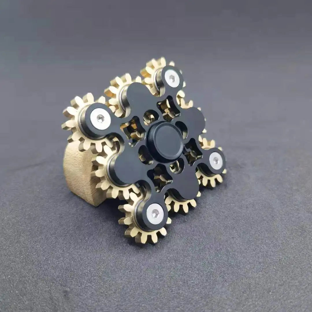 New design gear fingertip gyroscope rotor all copper Fidget nine tooth linkage EDC metal alloy rotor focusing decompression toy