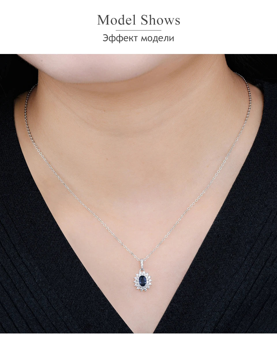 Natural Blue Sapphire Solid Sterling Silver Rhodium Pendants 0.6 Carats Genuine Precious Gemstone Classic Luxury Fine Jewelrys