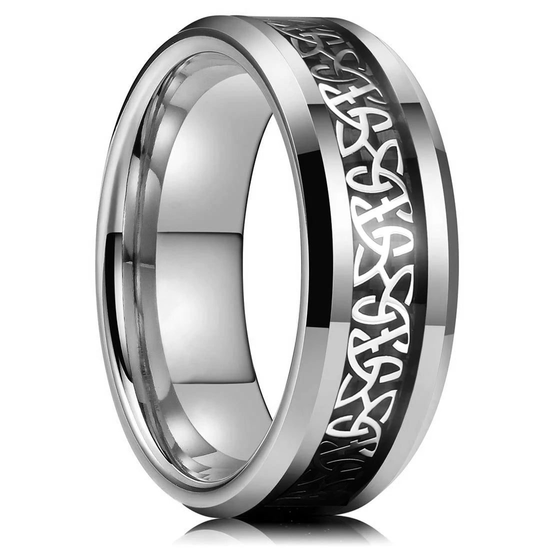 2023 Simple 8mm Red Stainless Steel Rings For Men Women Red Matte Finish Beveled Polished Edge Men Rings Wedding Band Jewelry