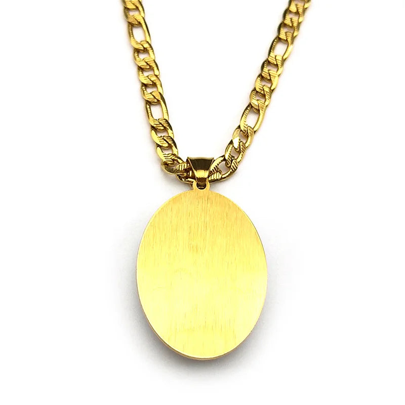 San Judas Tadeo Medal Pendant Necklace for Women Men Stainless Steel Gold Color Saints Apostle of Jesus Amulet Faith Jewelry