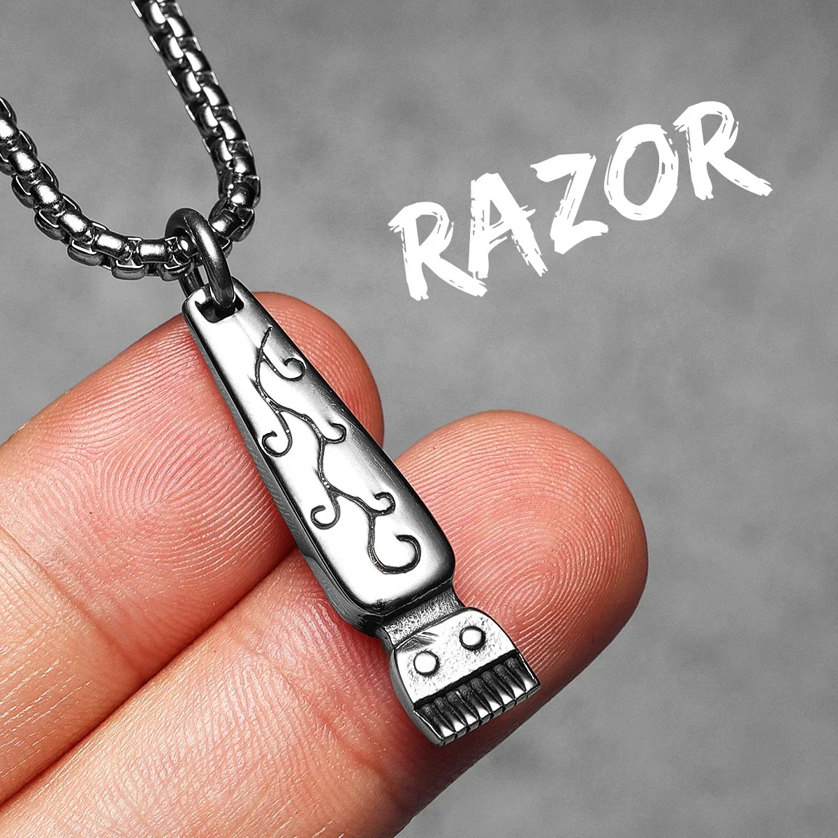 Barber Scissors Shaver Hair Drier Razor Stainless Steel Man Necklaces Pendant Chain For Women Fashion Jewelry Gifts Wholesale