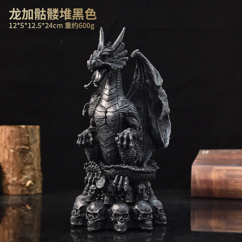 Retro Mythology Animal Statue Cerberus Dragon Griffin Ouroboros Skulls Resin Figurines Living Room Desktop Ornament Gift Toys BY2316-1