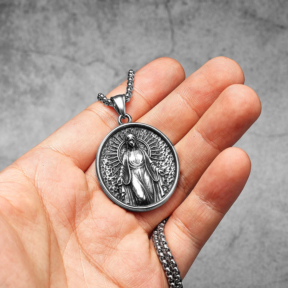 Virgin Mary Cross Powerful Amulets Stainless Steel Men Necklaces Pendant Chain Cool Thing for Girl Women Jewelry Gifts Wholesale