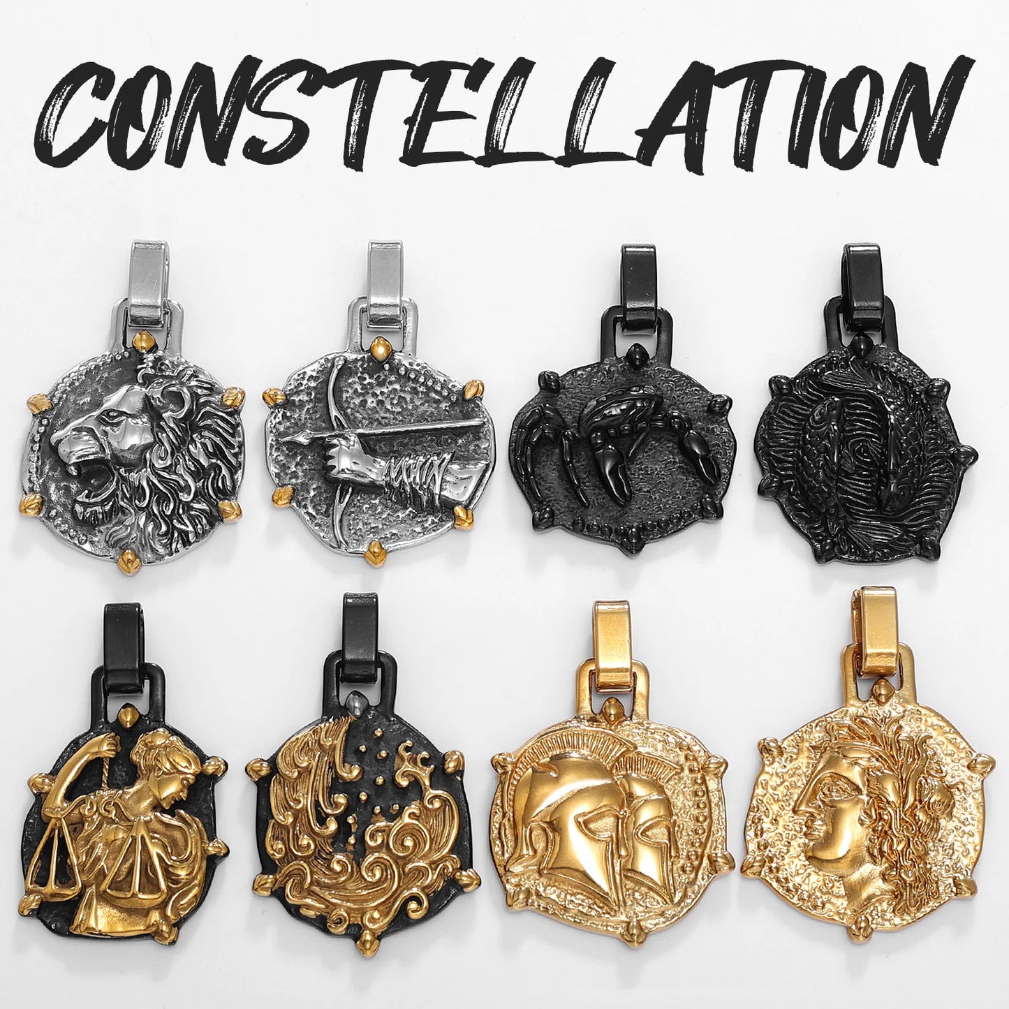 Twelve Constellations Stainless Steel Man Necklaces Pendant Chain Couple Gifts Women Fashion Jewelry Gifts Wholesale Dropshiping