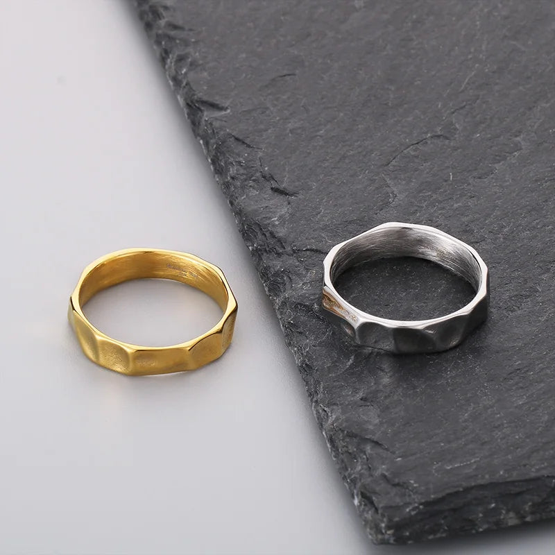Simple Fashion Thin Stainless Steel Rings For Women Men Geometric Punk Finger Decoration Wedding Party Jewelry Christmas Gifts