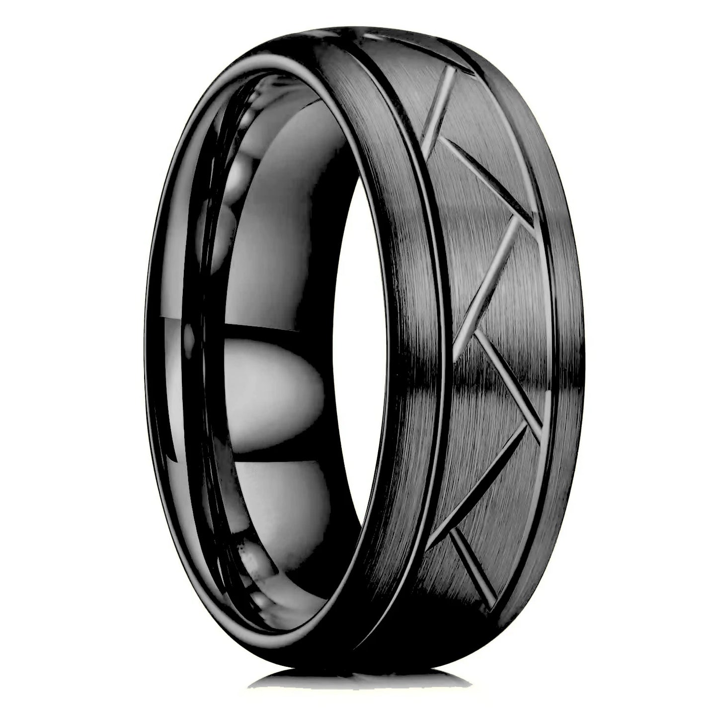 Simple 8mm Purple Stainless Steel Rings For Men Women Purple Matte Finish Beveled Polished Edge Men Rings Wedding Band Jewelry