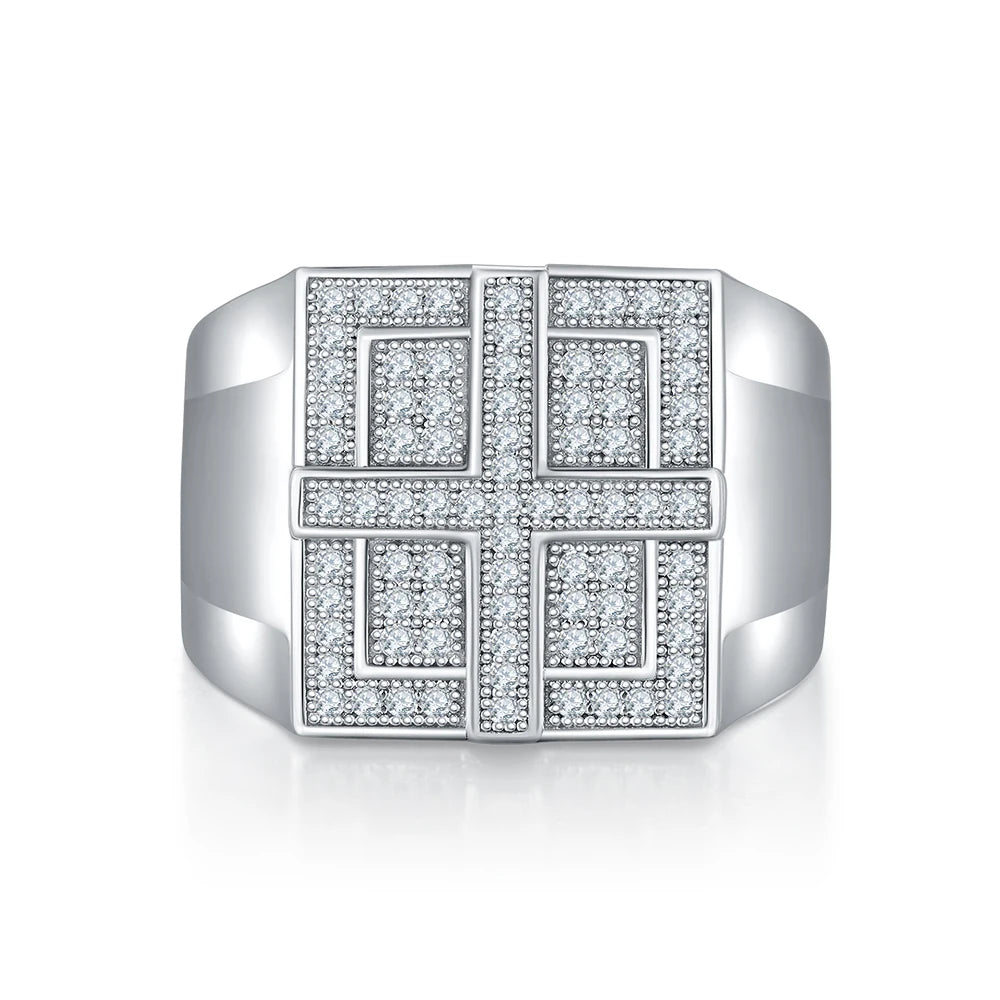 GEM'S BALLET Custom Moissanite Ring for Men-women 925 Sterling Silver Ring, Wedding Ring, Hiphop Ring , Hiphop Jewellery