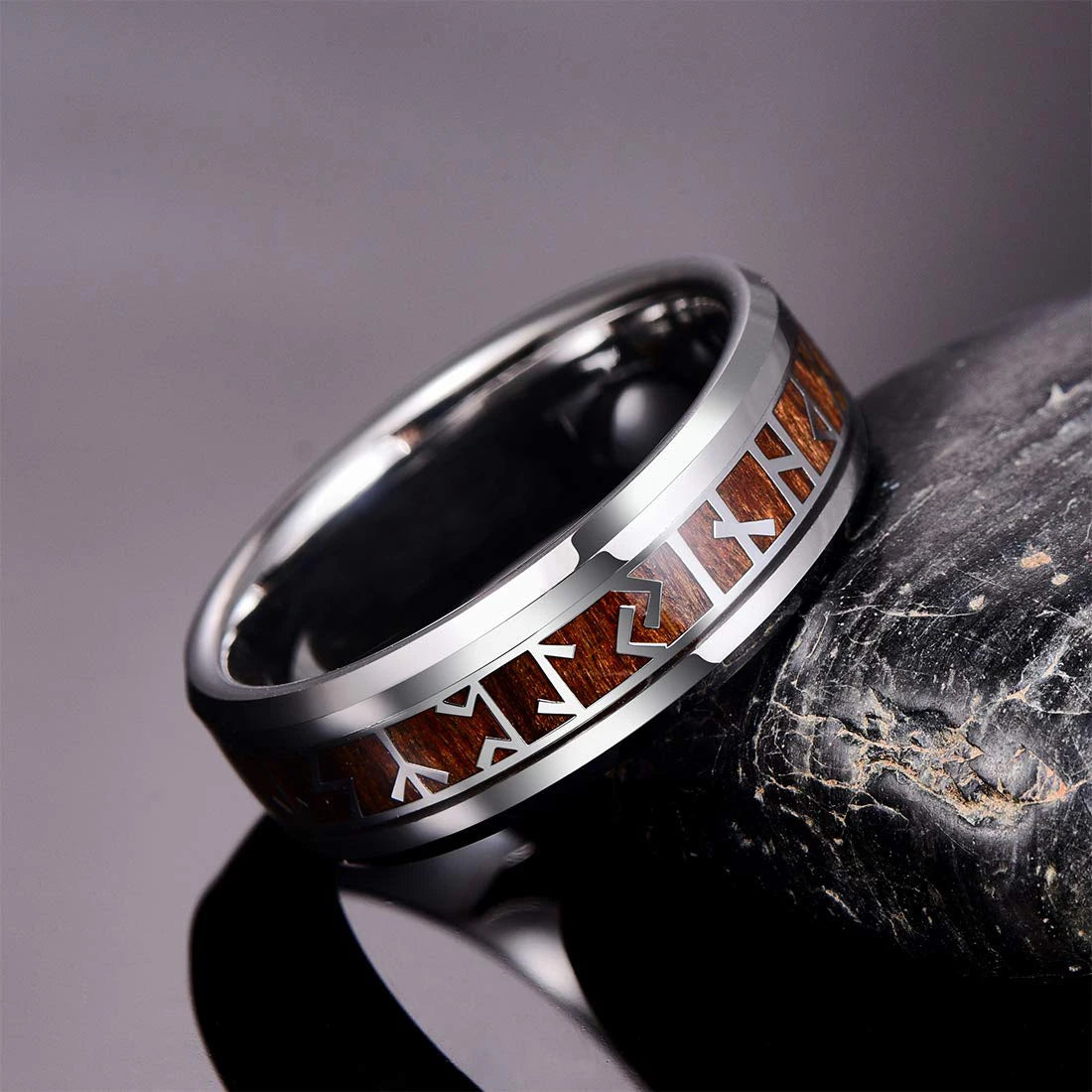 Fashion Viking Tree Of Life Stainless Steel Abalone Shell Rings For Men Odin Norse Viking Rune Rings Retro Amulet Jewelry Gift