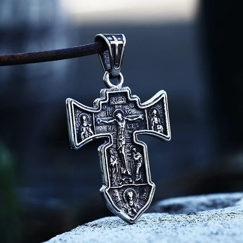 2022 NEW Men's 316L stainless-steel n Jesus Cross Amulet Pendant Necklace for teens punk biker Jewelry Gift free shipping