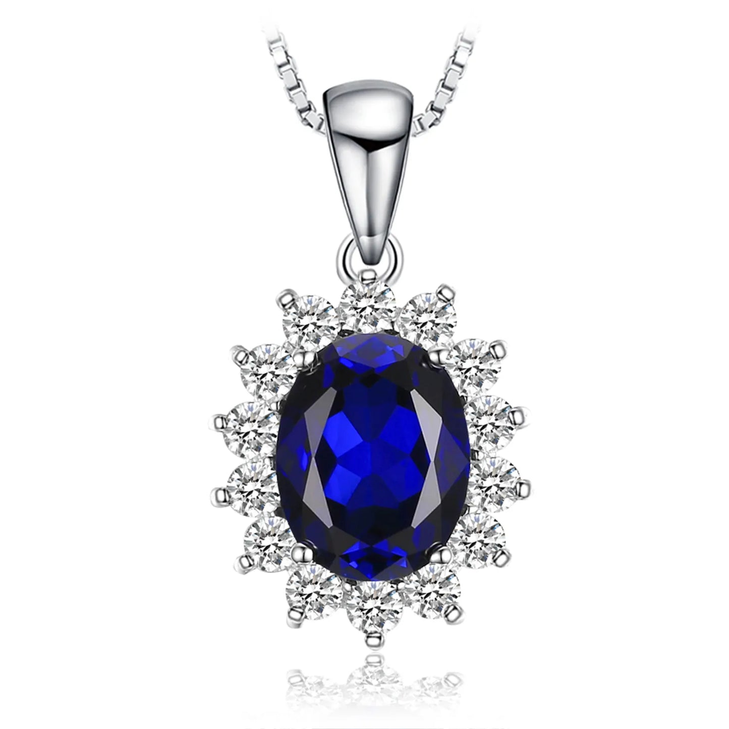 JewelryPalace Princess Diana Created Blue Sapphire Ruby Simulated Emerald 925 Sterling Silver Pendant Necklace Women No Chain