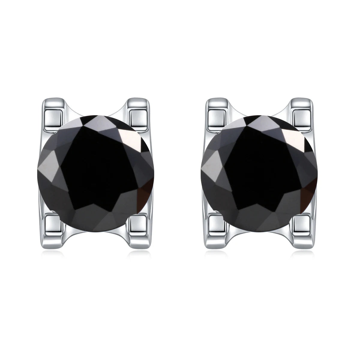 GEM'S BALLET Moissanite Earrings 0.5ct 5mm Round Moissanite Twisted Prong Stud Earrings in 925 Sterling Silver Gift For Her Black 925 Sterling Silver CHINA
