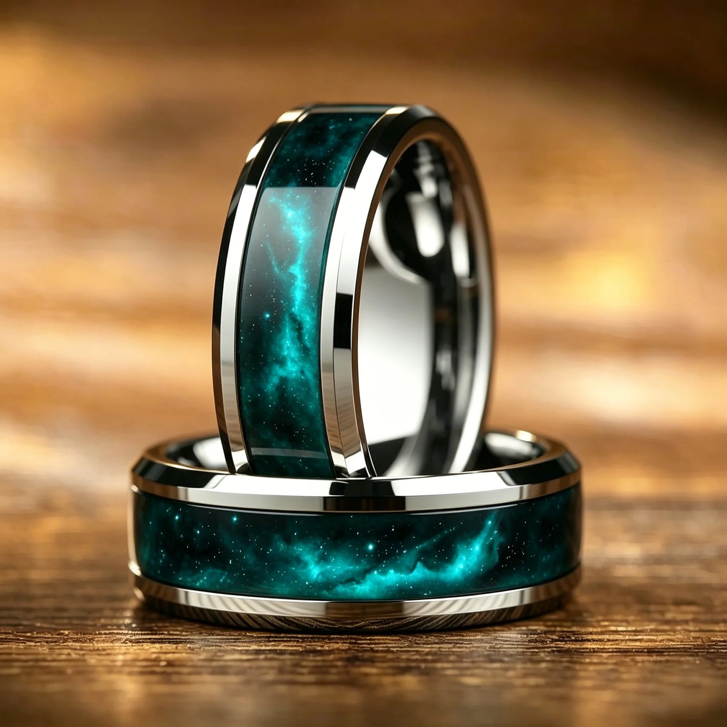 Wedding Band Jewelry with Deep Universe Nebula Pattern Stainless Steel Rings for Men, 8mm Galaxy Starry Sky Men Ring, Wholesale