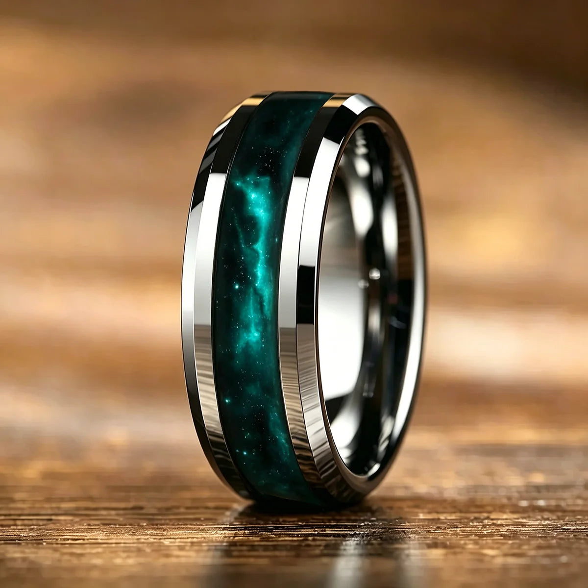 Wedding Band Jewelry with Deep Universe Nebula Pattern Stainless Steel Rings for Men, 8mm Galaxy Starry Sky Men Ring, Wholesale