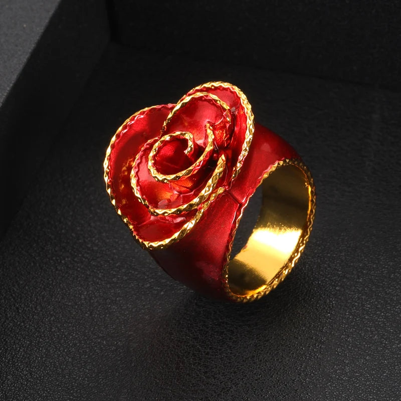 Janekelly Luxury Bold Big Flower Rings for Women Bridal Cubic Zircon Dubai Accessories Finger Ring Beach Jewelry