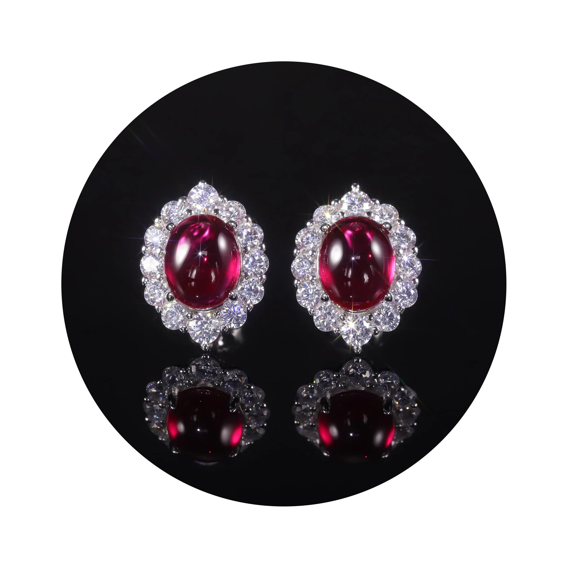 GEM'S BALLET Unique Style 8x10mm Oval Lab Created Ruby Vintage Stud Earrings 925 Sterling Silver Engagement Bridal Earrings