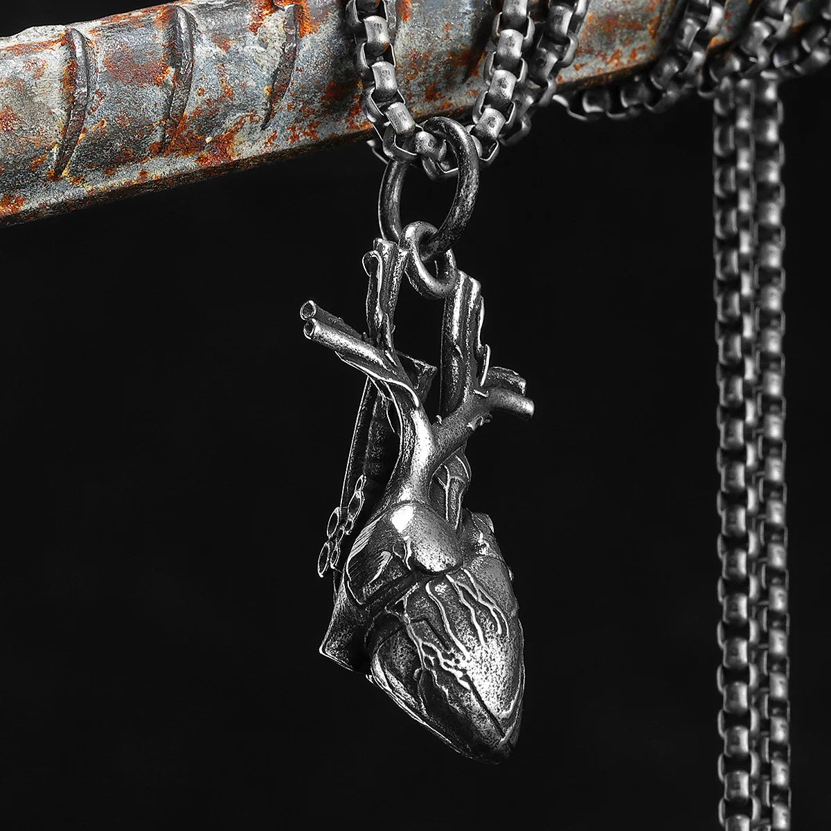 Retro Heart Model Stainless Steel Men Necklaces Pendant Chain Punk for Women Fashion Trendy Jewelry Gifts Wholesale Dropshiping