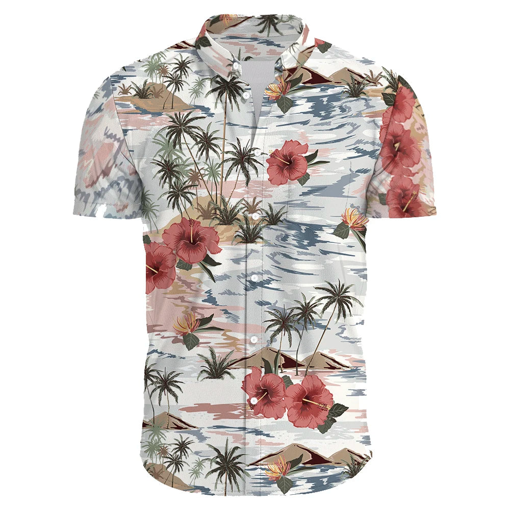 2024 Summer Men's Casual Floral Print Short Sleeve Top Hawaiian Shirt For Mens Clothes Daily New High Quality Lapel Oversized CS2024XQ1236
