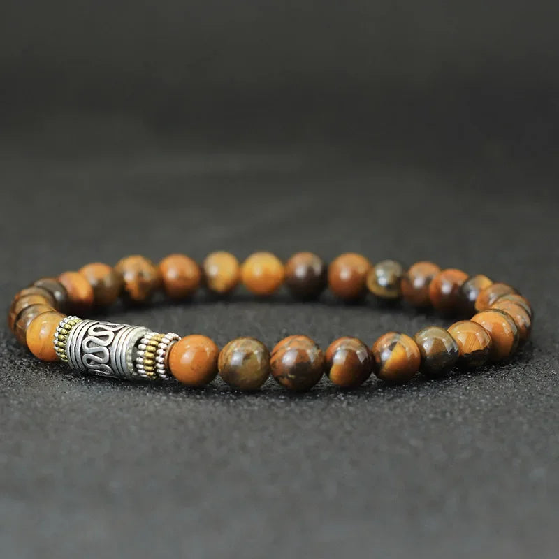 Noter Mantra Bracelet For Men 6mm Howlite Lava Tiger Eyes Beads Braslet Viking Accessories Pulseras Para Hombre Tibet Braclet