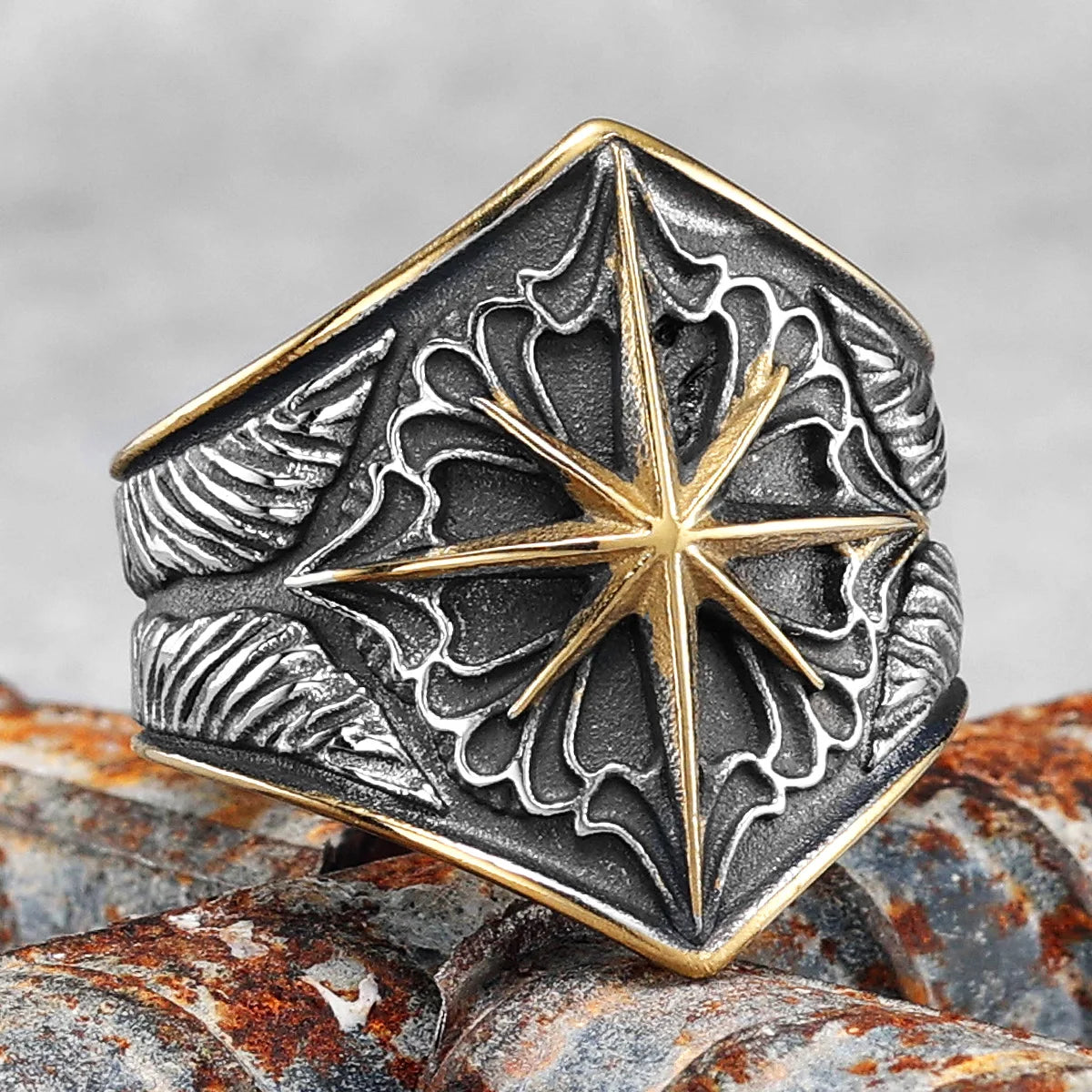 Starry Ring 316L Stainless Steel Star Men Ring Punk Rock Rap for Biker Male Boyfriend Mariner Jewelry Creative Gift Dropshipping