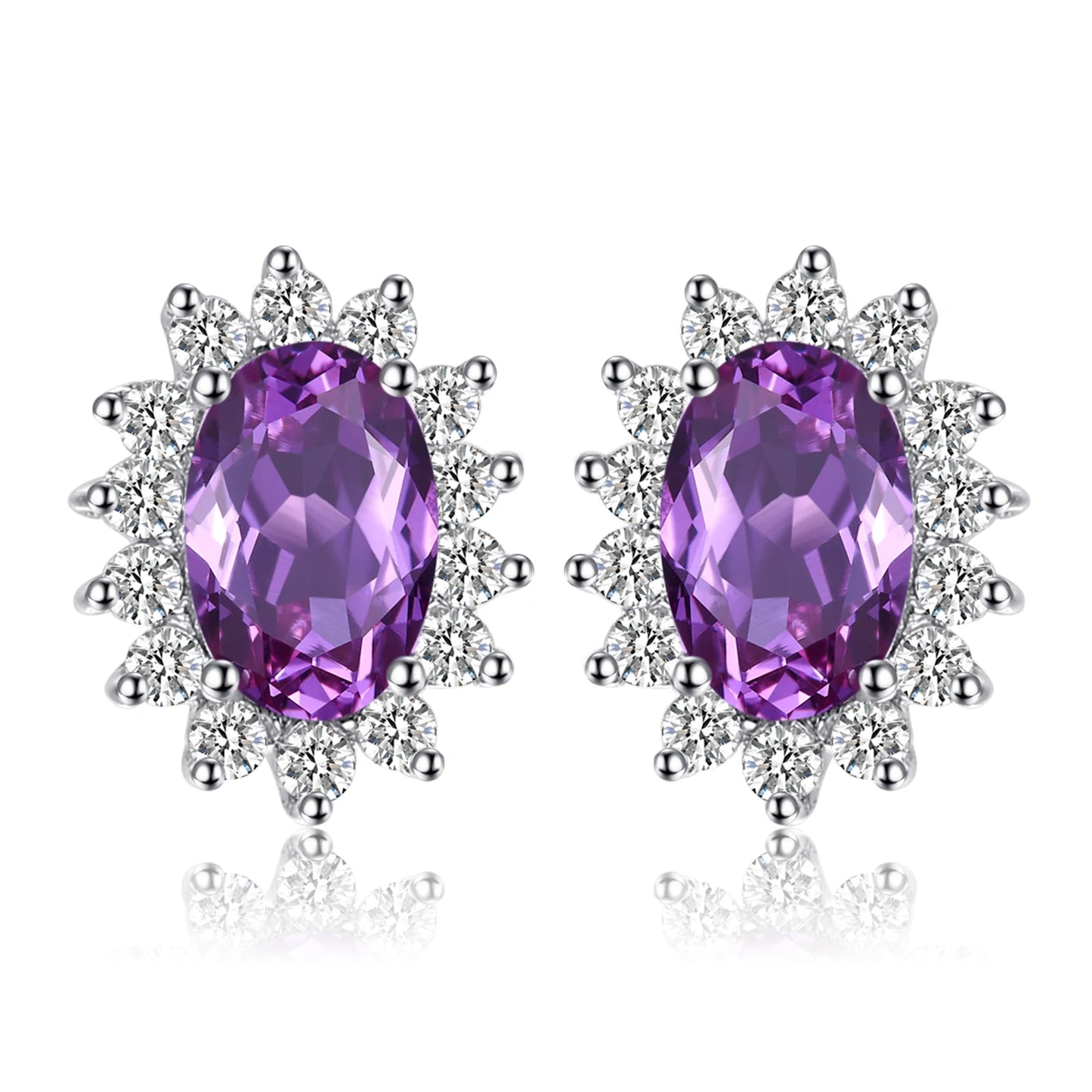 JewelryPalace Created Blue Sapphire Ruby 925 Sterling Silver Stud Earrings Natural Amethyst Garnet Peridot Topaz Princess Diana