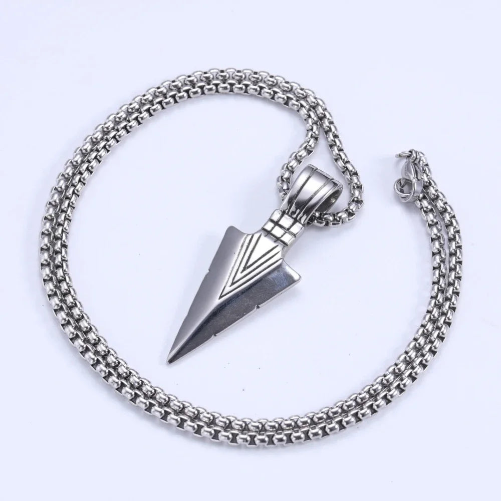 New Exquisite Fashionable Retro Spearhead Arrow Pendant Necklace For Personalized Men'S And Women'S Jewelry Accessories Gifts
