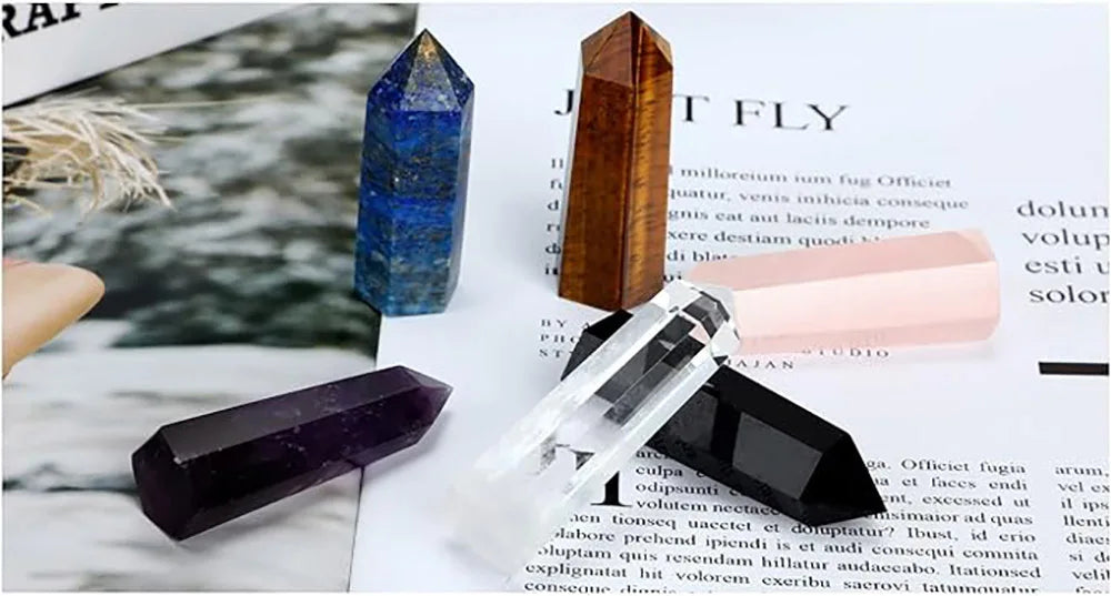 Natural Stone Single Point Wand Stone Mineral Crystal Stones Crafts Home Decoration Hexagonal Prism Christmas Gifts