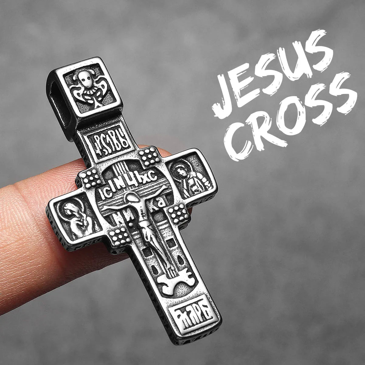 Jesus Carving Cross Amulets Stainless Steel Men Necklaces Pendant Chain Punk Women Fashion Jewelry Gifts Wholesale Dropshiping