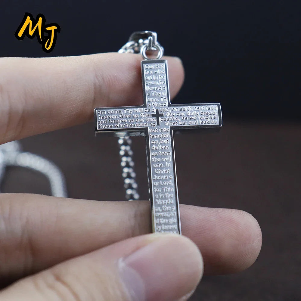 New Stylish Cross Necklace for Men Women Exquisite Stainless Steel Religious Cross Pendant Punk Biker Amulet Jewelry