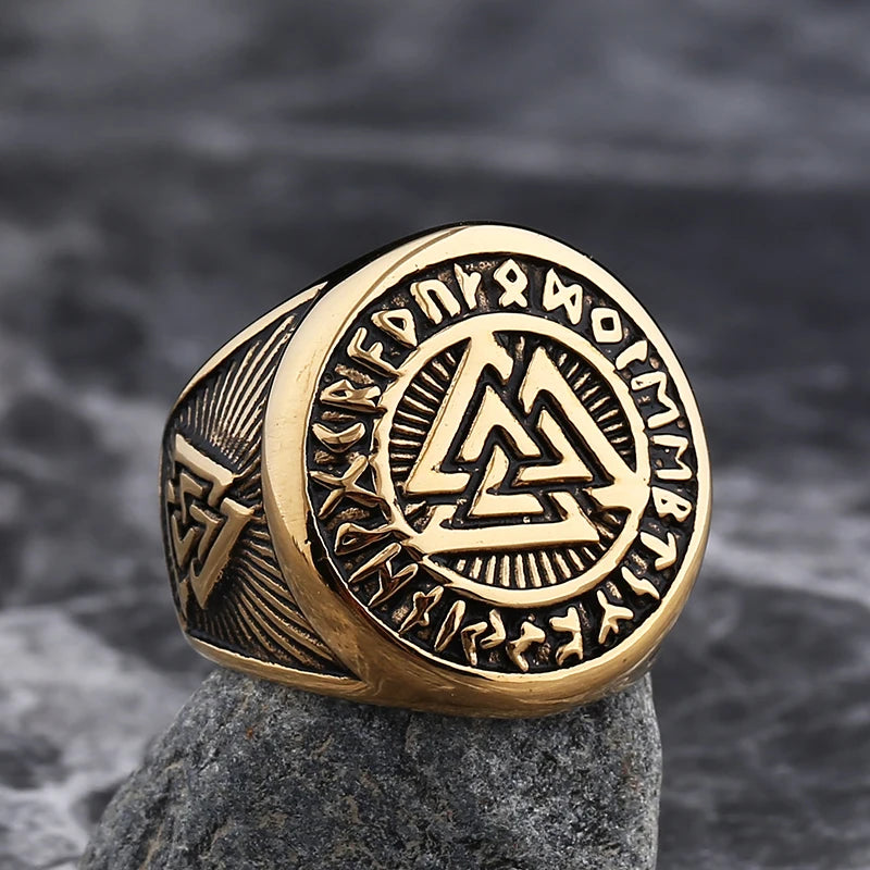 2023 New Viking Gothic Stainless Steel Odin Runes Ring Men Wedding Anels Womens Band Jewelry Gift Anel Viking G Only ring