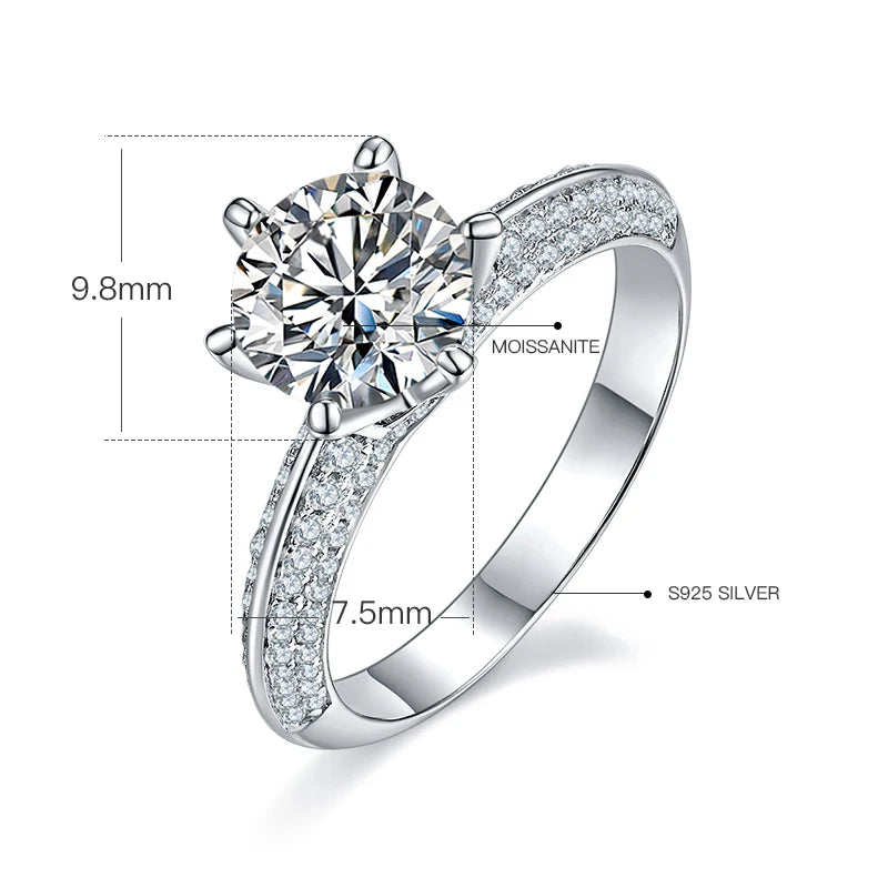 GEM'S BALLET Women's Moissanite Ring, 5.0 Ct Colorless Moissanite, 925 Sterling Silver Engagement Ring, Wedding Proposal Ring 925 Sterling Silver 1.5ct 7.5mm