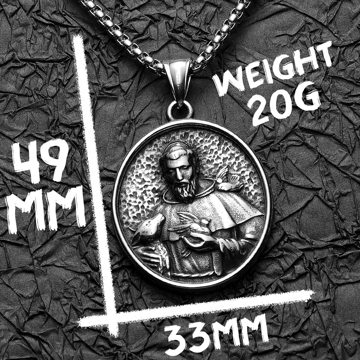 St.Francis Cross Powerful Amulet Stainless Steel Men Necklaces Pendant Chain Vintage Cool New For Women Jewelry Gifts Wholesale