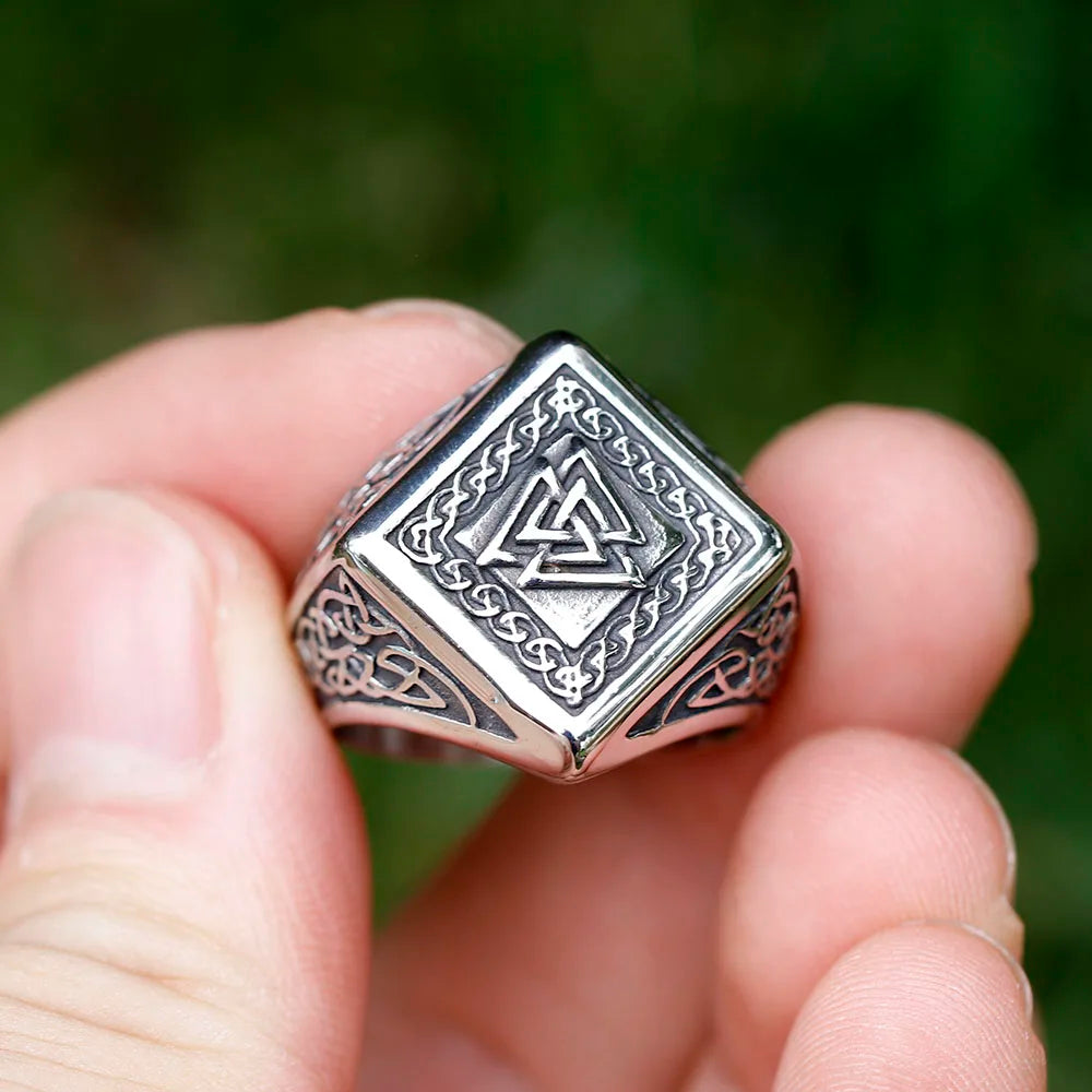 New Vintage 316L Stainless Steel Viking Valknut Amulet Ring Punk Women Men Unisex Jewelry For Party Gift