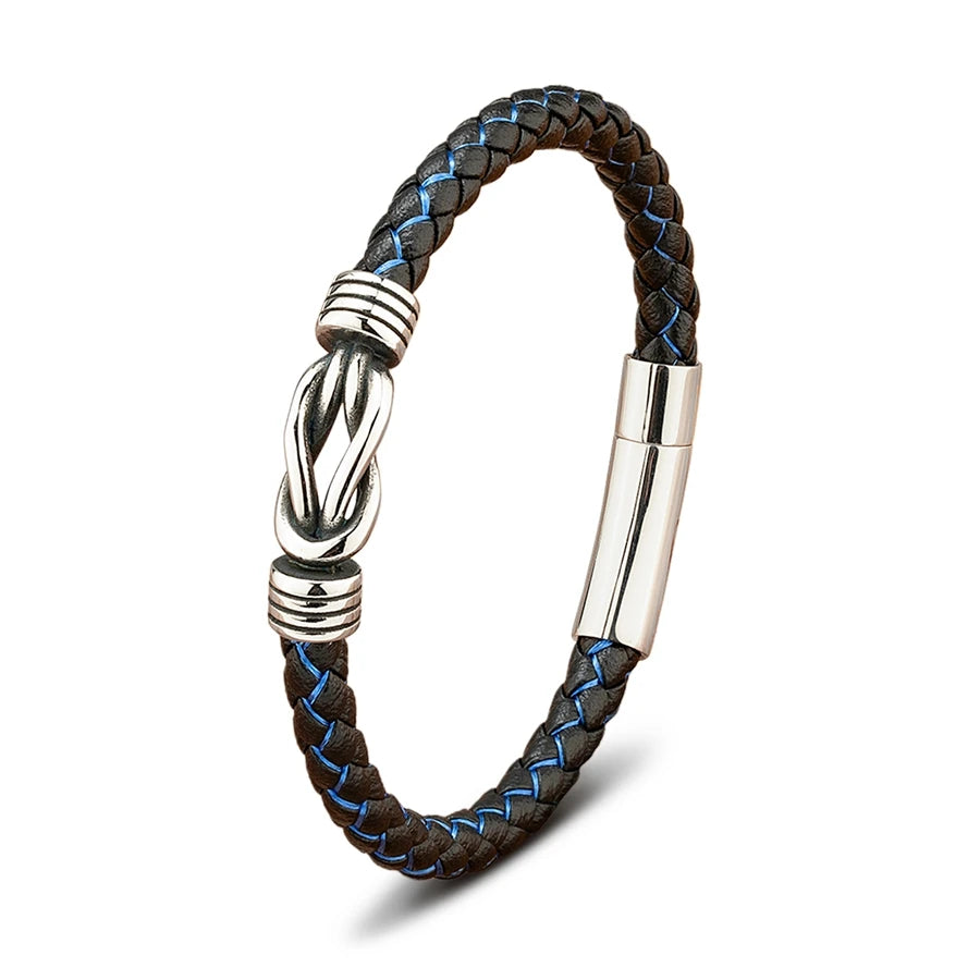 XQNI Fashion Men's Leather Bracelet Stainless Steel Irregular Accessories Commemorative Gifts for Charm Bangles Punk Jewelry