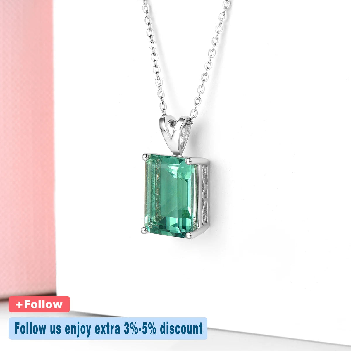 Natural Green Fluorite Solid Silver S925 Pendant 8.8 Carats Genuine Gemstone Rectangle Classic Simple Design New Year Gifts