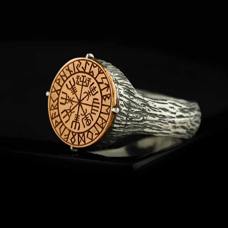 Nordic Mythological Compass Silvery Gold Viking Ring Luxury Personality Loki Anel for Men Gift Anel OSR553 us size