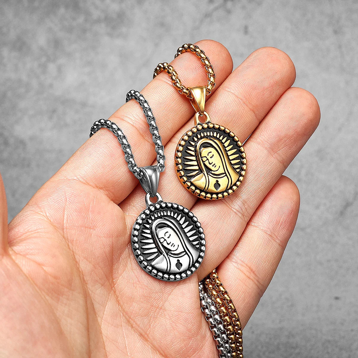 Aesthetic Virgin Mary Powerful Amulet Stainless Steel Men Necklaces Pendant Chain Vintage Cool For Women Jewelry Gifts Wholesale