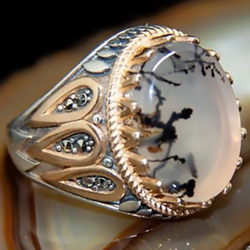 New Retro Handmade Turkish Rings for Men Vintage Double Swords Black Zircon Rings Punk 2024 Trendy Islamic Religious Muslim