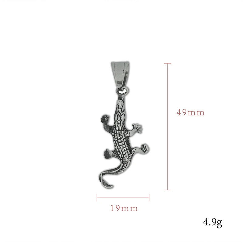 Hip Hop Vintage Crocodile Pendant Necklace Stainless Steel lizard Chain Necklaces for Men Punk Gecko Animal Jewelry Accessories