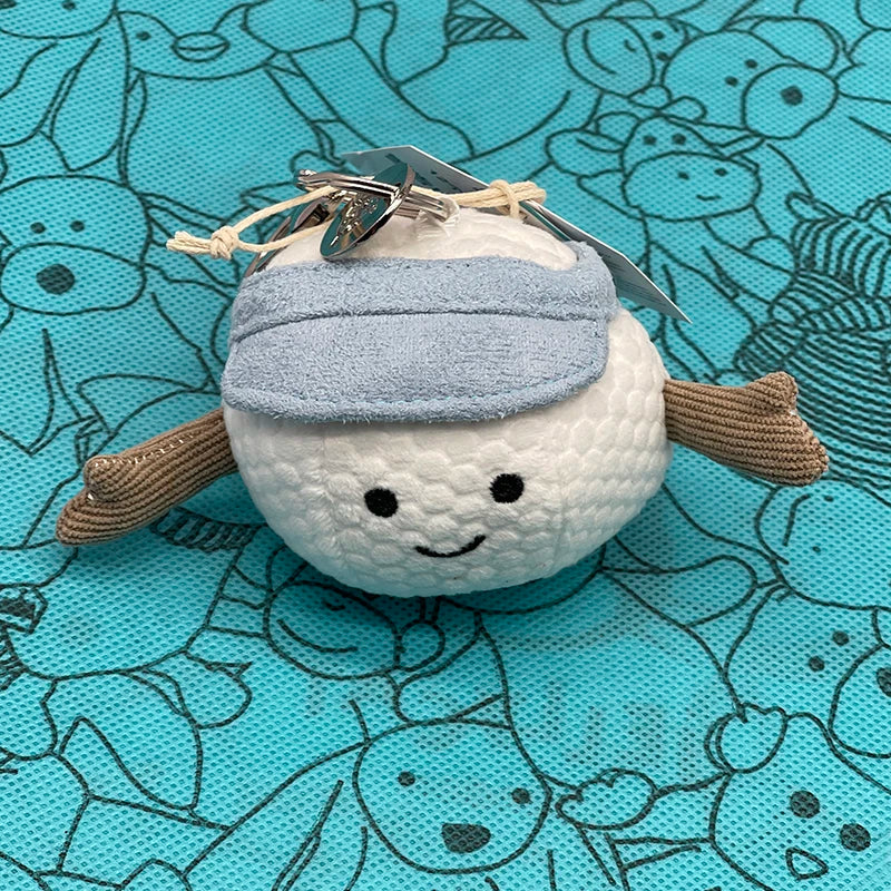 Golf Ball Plush Keychain, Jellyfish Keychain, Macaron Plush Toy, Cherry, Black Storm Cloud Plush JC Bag Charm