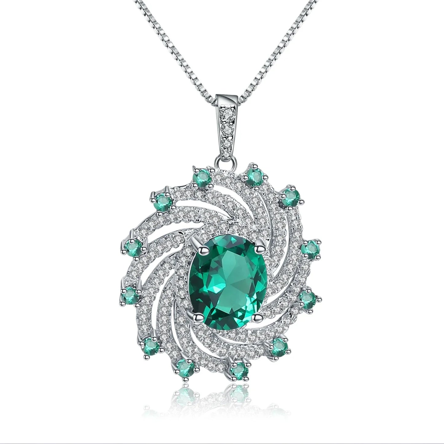 GEM'S BALLET Huge Luxury Nano Emerald Pendant 925 Sterling Silver Vintage Sapphire Pendant Necklace For Women Gift Fine Jewelry Nano Emerald CHINA