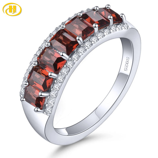 Natural Red Garnet Solid Sterling Silver Rings 1.7 Carats Genuine Birthstone Romantic Classic S925 Fine Jewelry Birthday Gifts