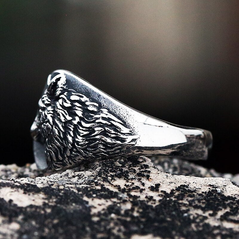 Vintage 316L Stainless Steel Viking Nordic 3D Wolf Of Thor Norse High Quality Wolf Animal Jewelry Men Ring