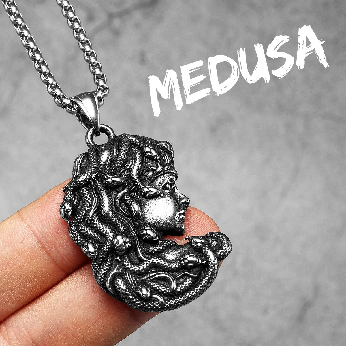 Greek Mythology Snake Hair Medusa Stainless Steel Men Necklaces Pendant Chain Amulet Vintage For Women Jewelry Gifts Wholesale