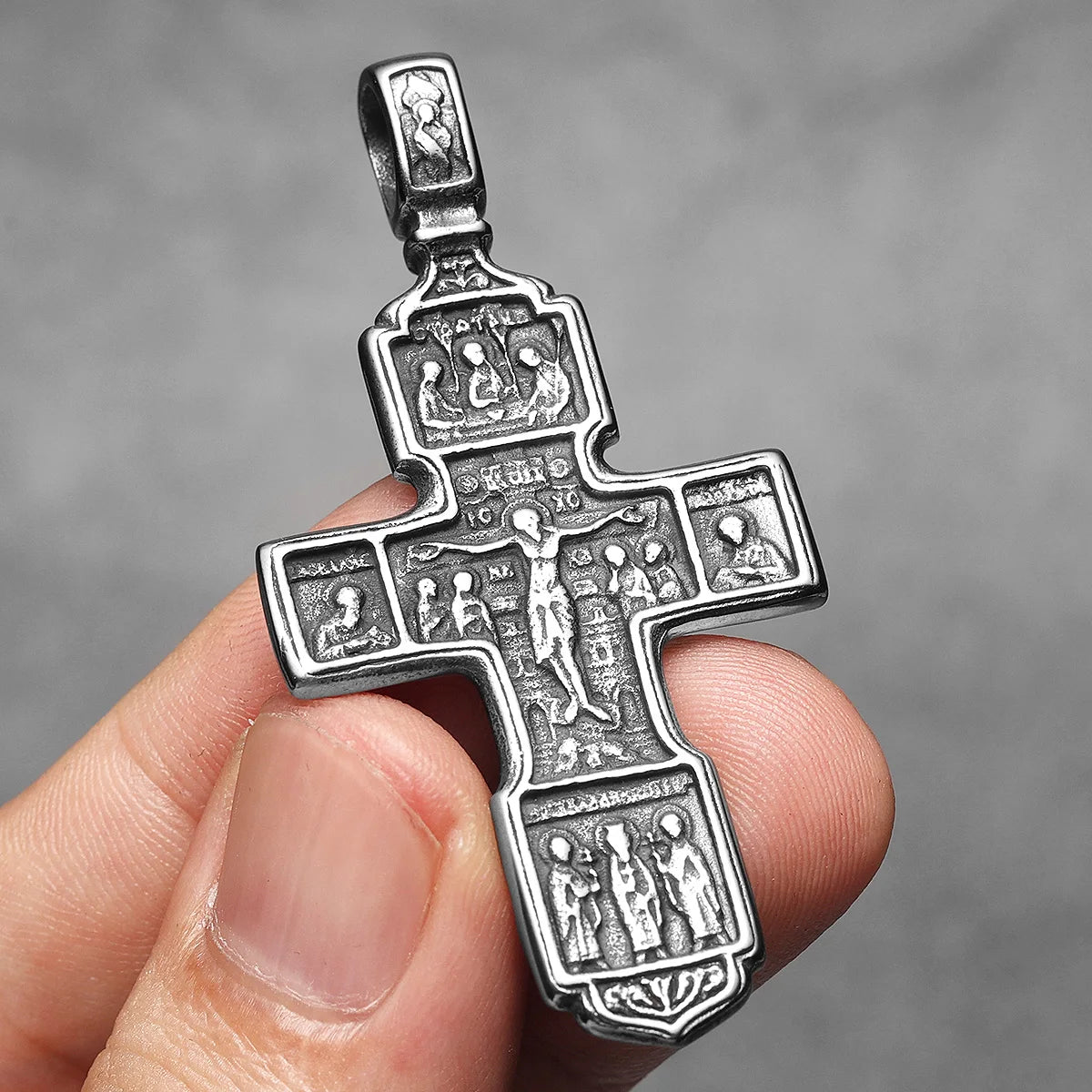 Cross Jesus Amulets Carving Stainless Steel Men Necklaces Pendant Chain Punk For Women Fashion Jewelry Gifts Wholesale