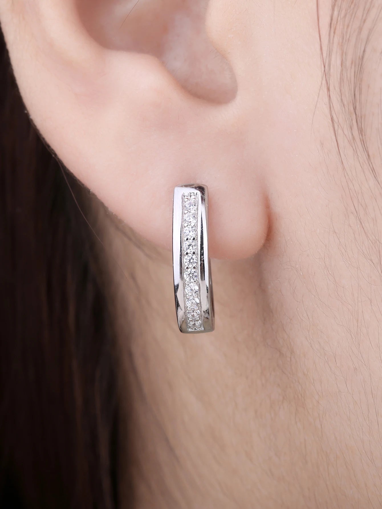 JewelryPalace Channel Eternity 925 Sterling Silver Cubic Zirconia Fashion Clip Earrings for Women